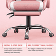 thumbnail image 5 of Yaheetech Reclining Gaming Chair with Folding Footrest and Massage Lumbar Pillow, Pink/White, 5 of 12
