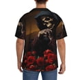 thumbnail image 4 of Zufioo Elegant Rose Skull Print Mens Button Down Short Sleeve Shirt,Classic Plaid Shirt,Mens Accessories Fashion Shirt-Medium, 4 of 6