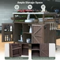 thumbnail image 3 of Farmhouse Outdoor Kitchen Island, Rolling Bar Cart & Storage Cabinet with Stainless Steel Top, Solid Wood Outdoor Grill Table with Spice Rack Storage Shelf Towel Rack for Kitchen & Barbecue,Dark Brown, 3 of 9