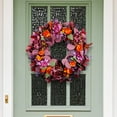 thumbnail image 6 of DGQPLPD Spring Fall Wreaths for Front Door with Blue Hydrangea, Fall Wreath Front Door with Purple Orange Peony and Pumpkins-Fall Decoration, 6 of 8