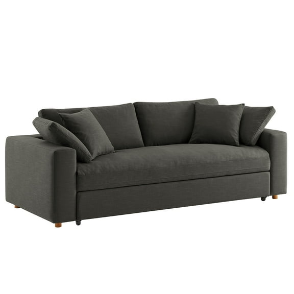 Sleeper Sofa Bed, Gray, Fabric, Living Room Lounge Cafe Lobby Hospitality Restaurant, Modern Contemporary, HB37556