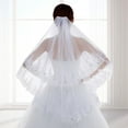 thumbnail image 5 of Xinwanna Women Double Layer Lace Bridal Veil with Anti-slip Comb Sequins Edge Tulle Veil Bride Hair Accessories (White,One Size), 5 of 13