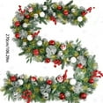 thumbnail image 3 of ‌8.8ft Artificial Christmas Garland with Red Bow & Gold Poinsettia - Realistic Pine Cones,Berries & Ornaments,Holiday Decor for Fireplace,Mantel,Staircase & Tree - UV Resistant, 3 of 6