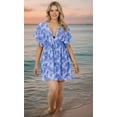 thumbnail image 4 of LA LEELA Women's Short Fall Swimsuit Cover ups Tops XL-XXL Cobalt, Leaves, 4 of 5