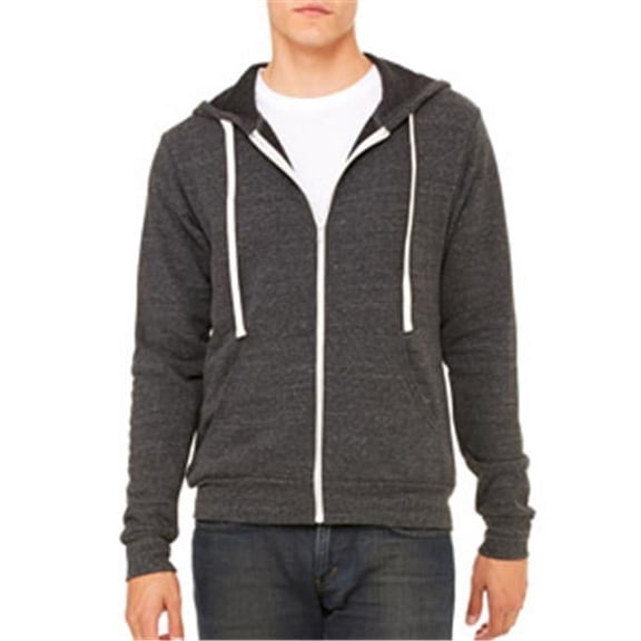 Canvas 3909 Unisex Triblend Sponge Fleece Full-Zip Hoodie - Charcoal Black TriBlend - Extra Small
