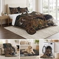 thumbnail image 6 of Twin XL Quilt Set 68''x98'', Forest Deer Lightweight Summer Bedspread Coverlet Set with 2 Pillow Shams, Farmhouse Vintage River Elk Breathable All Season Quilt Bedding for Dorm/Guest Room, 6 of 9