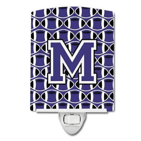 

Caroline s Treasures CJ1068-MCNL Letter M Football Purple and White Ceramic Night Light 6x4x3 multicolor