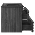 thumbnail image 5 of Wall Mount Sink Vanity Cabinet, Dark Grey Gray, Wood, Mid Century Hotel Bedroom Bathroom, Modern Contemporary HB33688, 5 of 9
