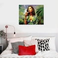 thumbnail image 4 of Nawypu  Rasta Girl Art Weed Canvas Wall Art Weed Wall Decor Cute Woman Portrait Lady in Sunglasses Ready to Hang Picture Smoking Girl Illustration, 4 of 4