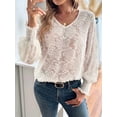 thumbnail image 5 of Women'S Long Sleeve Shirts Lantern Sleeve V Neck Casual Loose Chiffon Blouses Tops White XL, 5 of 8