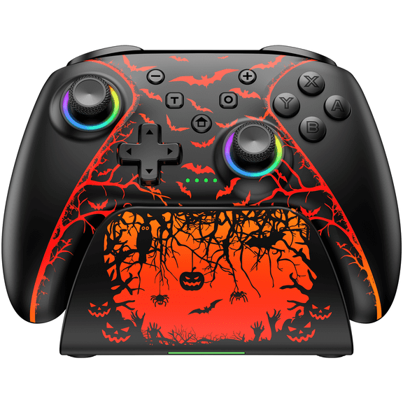 EUROA Switch 2 Pro Controller for Nintendo Switch 2/Switch/ OLED/Lite with Charging Dock, Turbo&Vibration, Pumpkin Glow