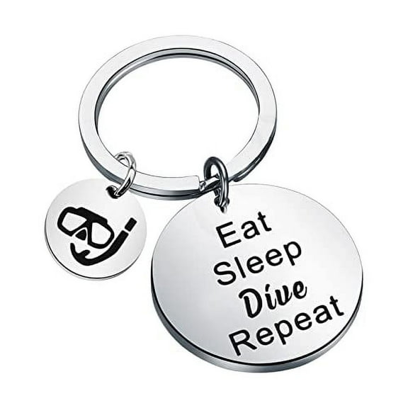 Zuo Bao Diving Keychain Diving Gift Eat Sleep Dive Repeat Diver Gift Dive Coach Dive Gift Diving Sports Lovers (Dive)