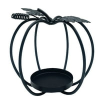 putnchl Festival Wrought Iron Hollow Pumpkin Tealight Holder Halloween Metal Candlestick for Home and Restaurant Decors,Black