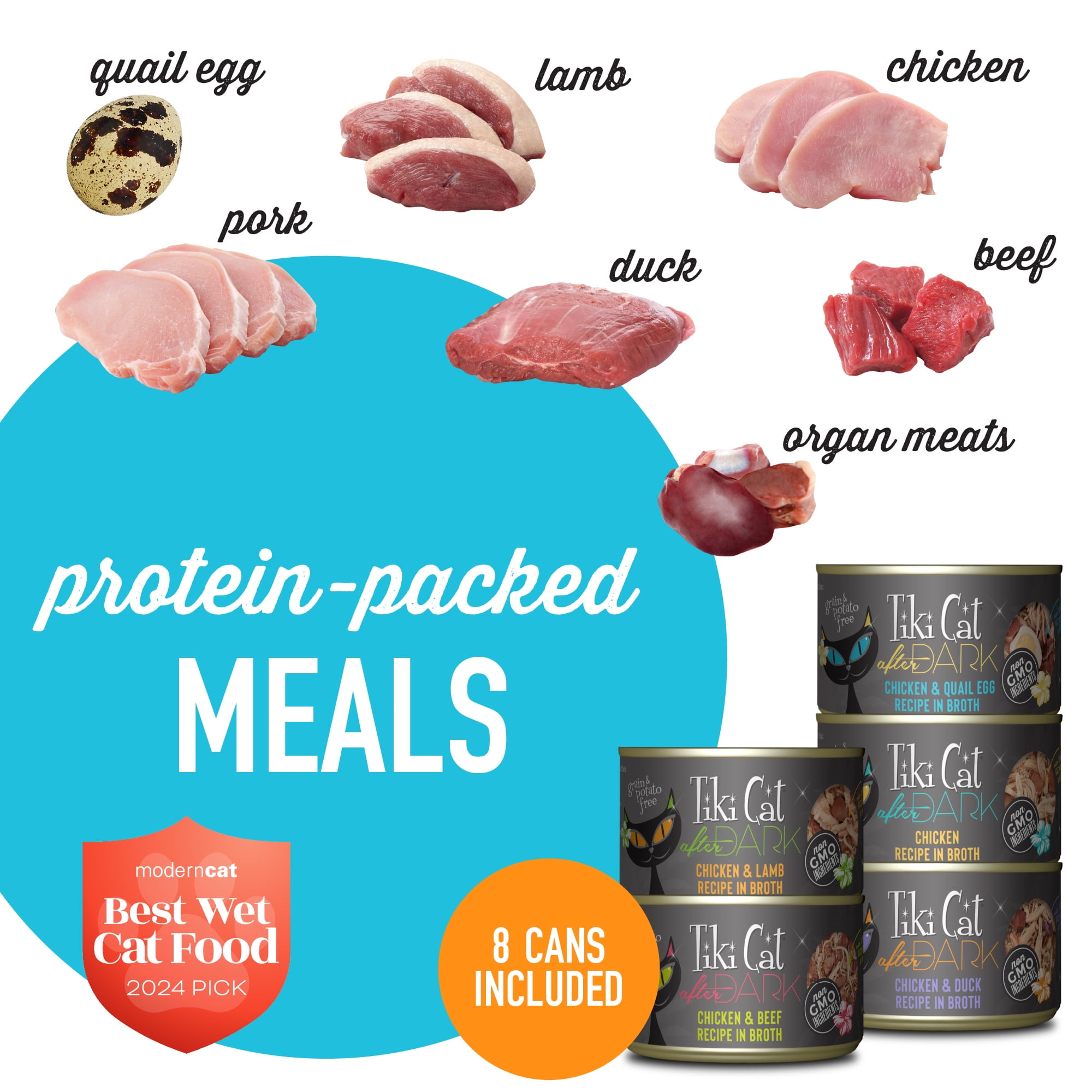 Tiki Cat After Dark Whole Foods Wet Cat Food, Variety Pack, 5.5 oz. Can (8 Count)