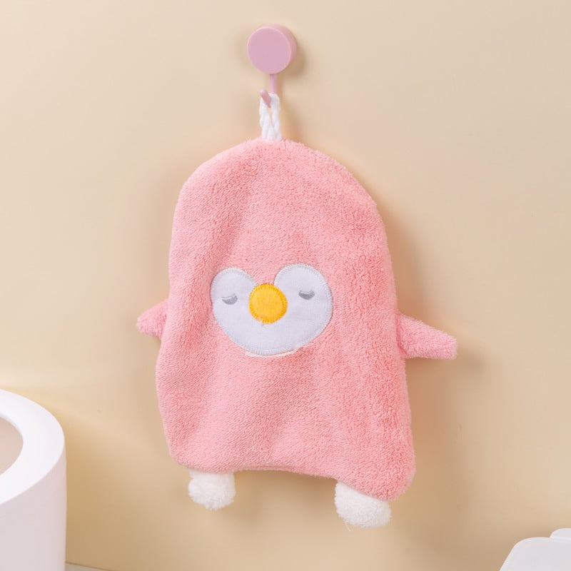 Hanging Hand Towels Ultra Soft Coral Fleece Penguin Hand Bath Towel