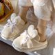 thumbnail image 5 of Zapatillas de algodón de gamuza sintética para mujer, pantuflas de invierno para el hogar con lazo de conejo para el calor, nuevo estilo de princesa con suela gruesa, 5 of 5