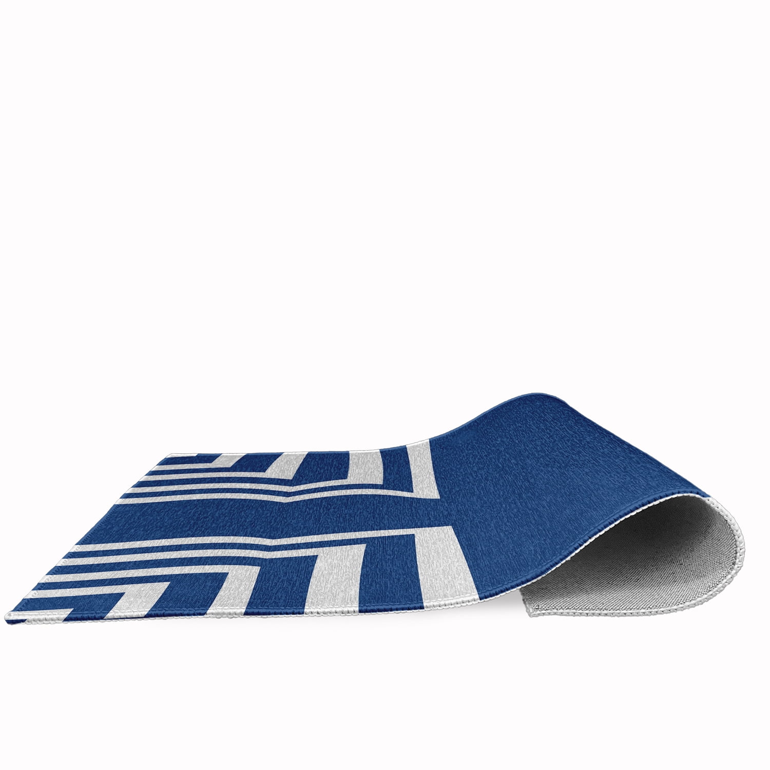18" x 30" Simply Daisy Corner Stripes Modern & Contemporary Chenille Area Rug, Nautical Navy
