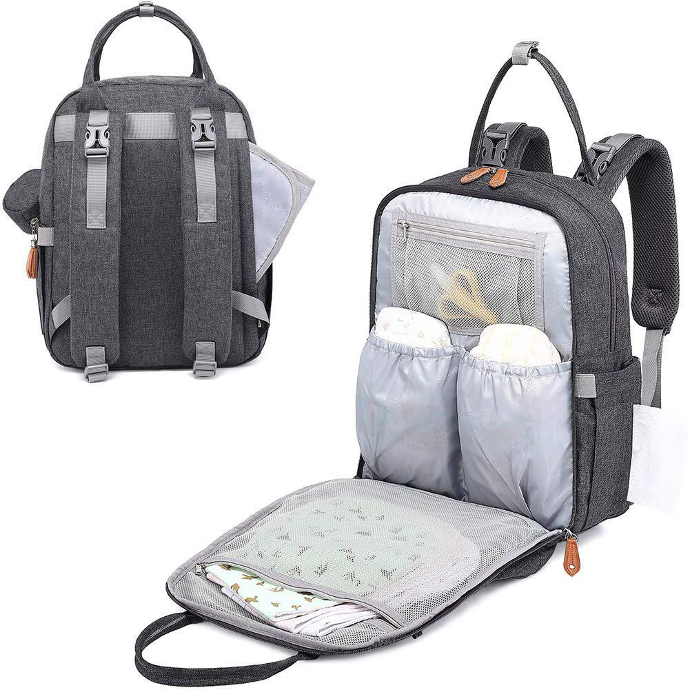 Diaper Bag Backpack - Baby Essentials Travel Tote - Multi Function Waterproof Diaper Bag, Travel Essentials Baby Bag with Changing Pad, Stroller Straps & Pacifier Case - Unisex