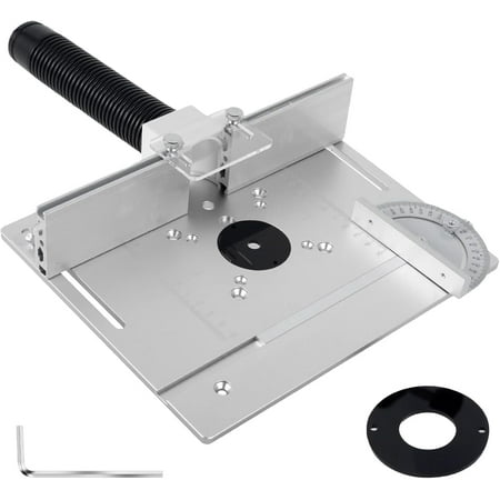 

Aluminium Router Table Insert Plate Wood Milling Flip Board with Miter Gauge Wood Router Flip Plate Router Trimmer Woodworking Wood Tool (Silver) Silver B