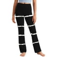 thumbnail image 2 of Odeerbi 2-13 Years Toddler Girls Wide Leg Yoga Pants Striped Workout Dance Athletic Sports Pants Cute Elasticity High Waist Straight Leg Pants, 2 of 9
