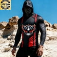thumbnail image 2 of Mens UPF 50+ Sun Protection Shirts Hoodie with Mask Quick Dry Long Sleeve Print Lightweight Fishing Shirt Hiking Top Black L, 2 of 4