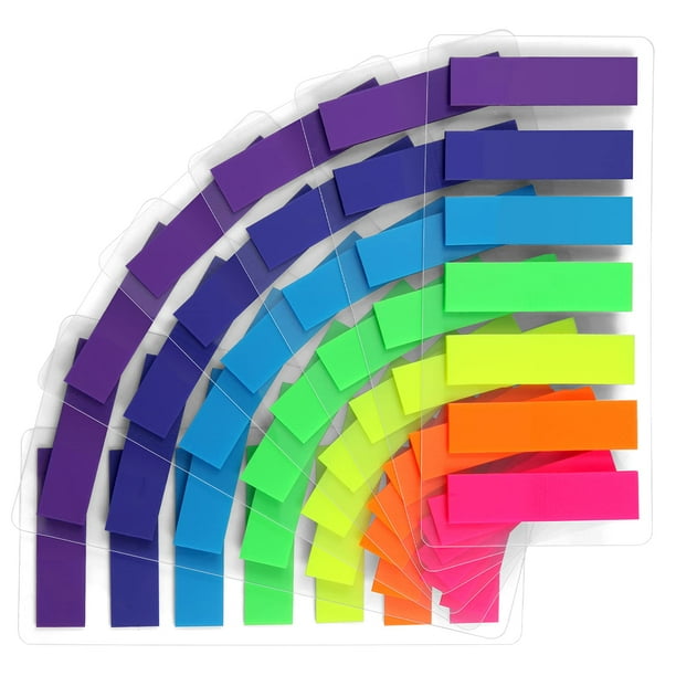 980 Uds. Banderas de notas adhesivas, 7 pestañas de índice de colores bandera de índice pegatinas de índice de página de colores brillantes creadores de páginas translúcidas
