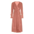 CFLVAEK Velvet Robe for Women Elegant Pleated Long Sleeve Dressing Gown