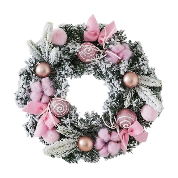 Pink Pink Christmas Wreath For Front Door Decoration With Elegant Bow And Berries Perfect For Indoor Outdoor Holiday Hanging Display 12X12 Inch