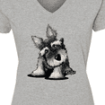 thumbnail image 4 of Inktastic Curious Schnauzer Women's V-Neck T-Shirt, 4 of 5