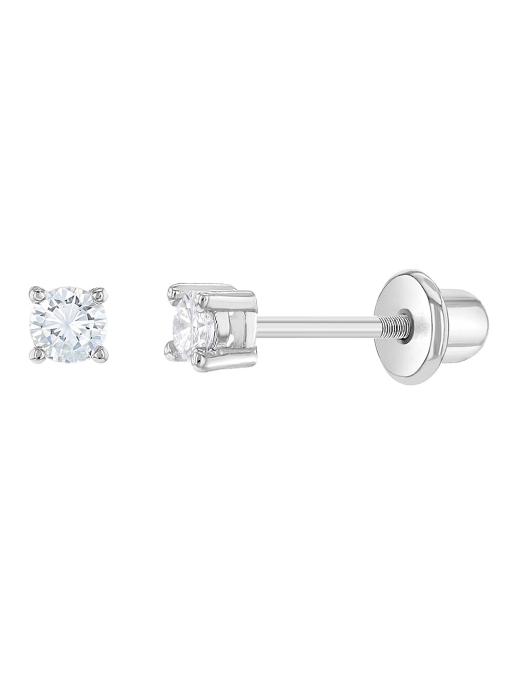 Details about   18k Gold Plated Extra Small Round Clear CZ Screw Back Baby Earrings 2mm 