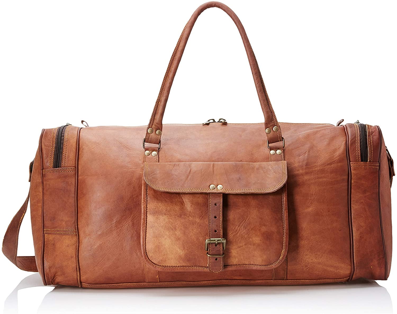 genuine leather duffel travel overnight weekend leather bag