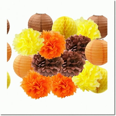 Autumn Harvest Fiesta: Vibrant Hanging Tissue Pom Poms & Paper Decorations for Thanksgiving, Fall Parties, Autumn Birthdays & Baby Showers