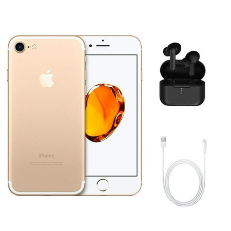Restored Apple iPhone 7 A1660 (Fully Unlocked) 128GB Gold (Grade A+) w/ Wireless Earbuds (Refurbished)
