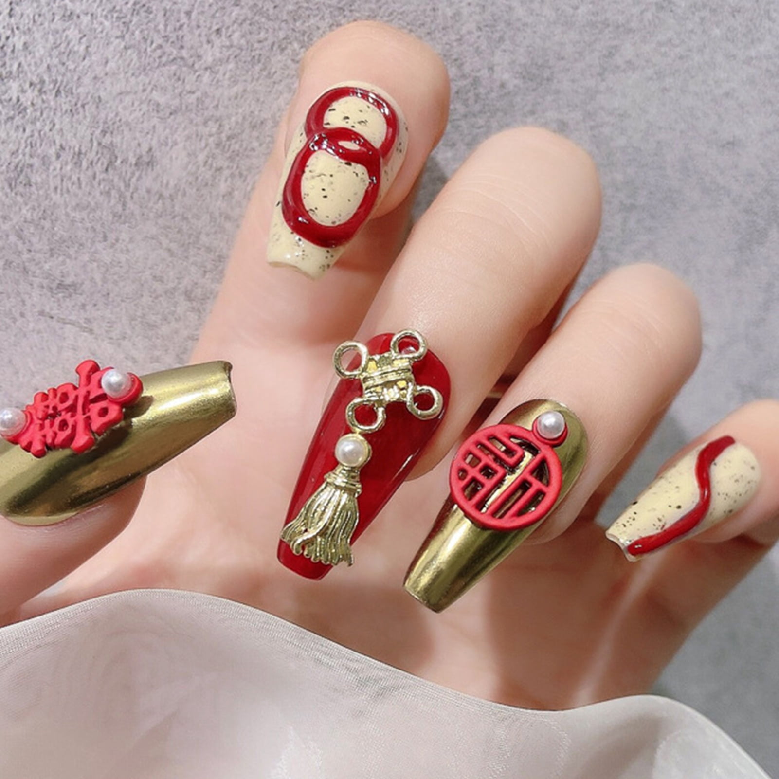 Cross Border Simple Pure Red Matte Nail Art New Year's Bride Nail Art  Diamond Grid Pattern Explosive Glitter Gold Powder In Europe And America |  SHEIN USA