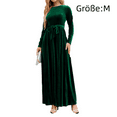 thumbnail image 2 of 1PCS gold velvet long dress-green-L, 2 of 5