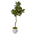 thumbnail image 1 of Nearly Natural 9663 57 in. Magnolia Artificial Tree in Vintage Floral Planter, 1 of 1