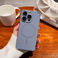 thumbnail image 1 of Lens Protection Soft Case For iPhone 13 15 14 16 12 Pro Max Plus For Magsafe Wireless Charge Magnetic Liquid Silicone Cover Gray For iphone14Plus, 1 of 6