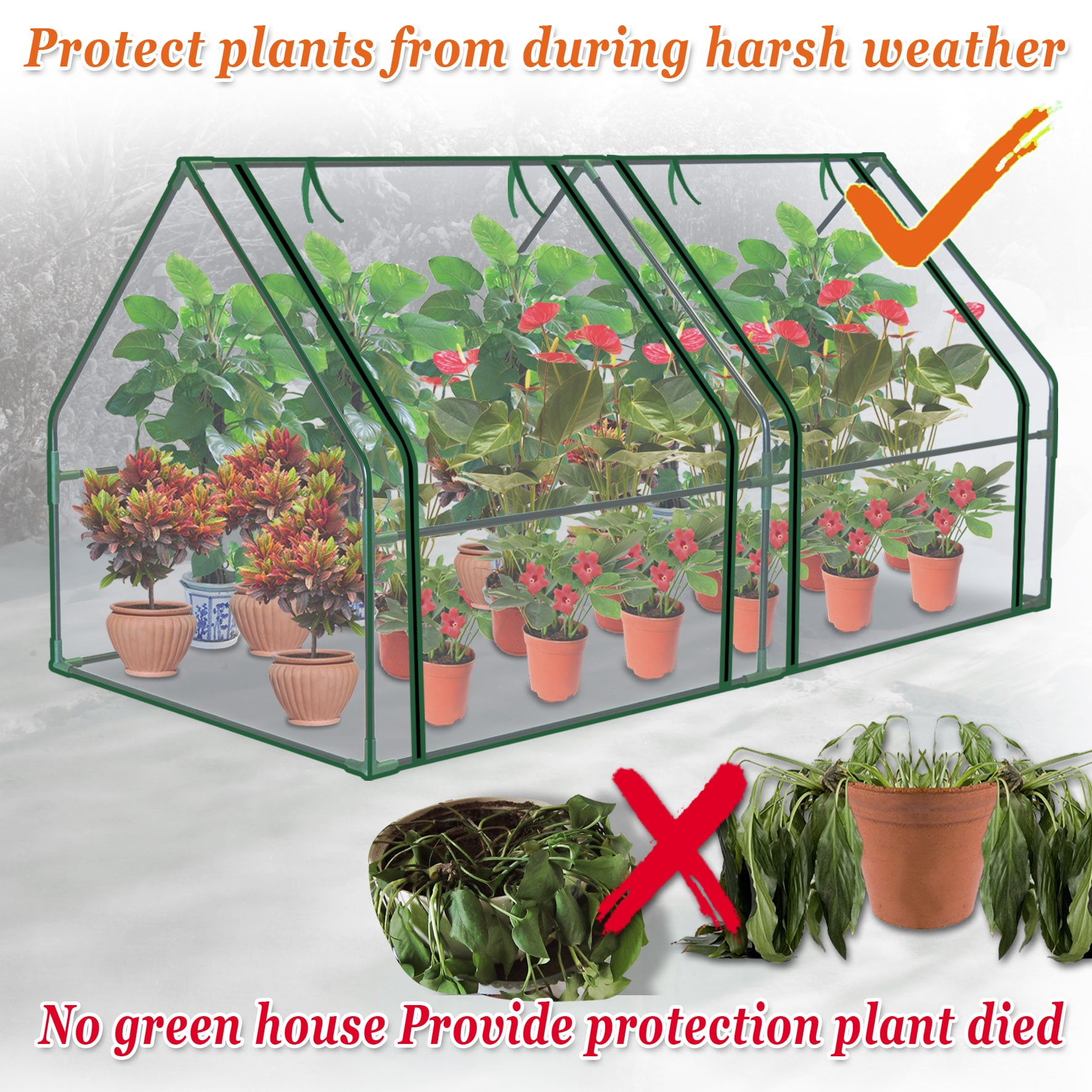 SUNNY Portable Mini Greenhouse Small Garden Greenhouse for Plants/Flowers/Vegetables (3'X6'X3')