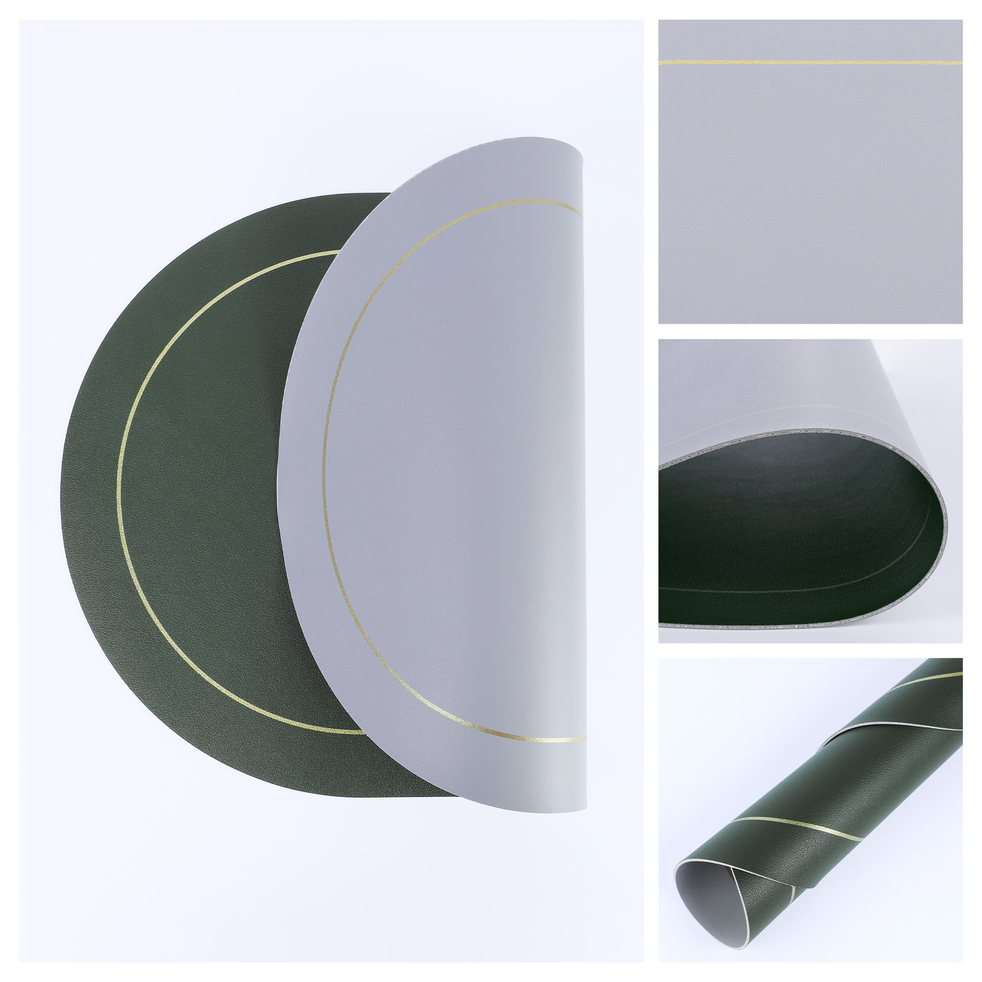 Unique Bargains Faux Leather Placemats for Kitchen Washable Table Placemats 6pk Green Gray