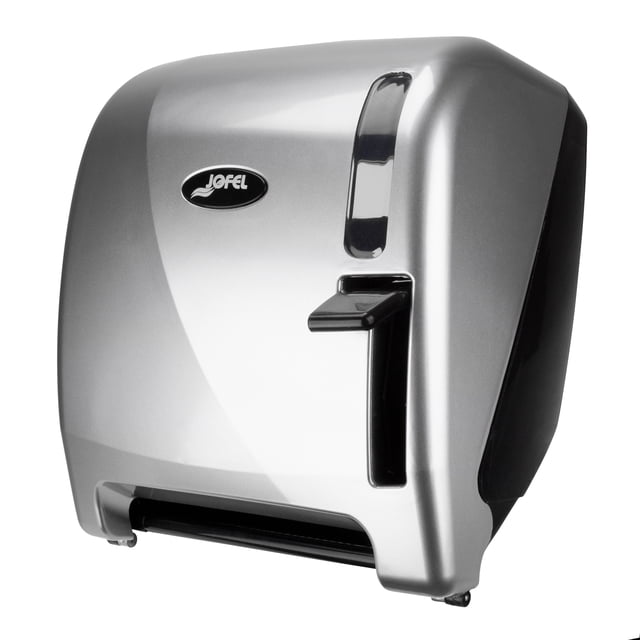 Jofel Despachador De Toalla De Papel Con Palanca de Plástico ABS Futura Plata Para un Rollo de 180m (Ultra Resistente)