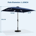 thumbnail image 2 of Memoryfield 10' x 6.5' Solar Rectangular Patio Umbrella with LED Lights, Outdoor Market Umbrella, 6-Rib Table Umbrella for Garden, Deck & Lawn, Navy Blue, 2 of 8