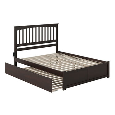 AFI Mission King Solid Wood Platform Bed with Footboard and Twin XL Trundle in Espresso