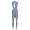 thumbnail image 3 of inlzdz Women's Rhinestones Sleeveless Full Body Jumpsuit Gymnastics Leotard Unitard for Ballet Dance Grey XL, 3 of 5