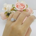 thumbnail image 4 of Two Piece Round Halo Floral Ring Cubic Zirconia 925 White Tone Sterling Silver, Size 6, 4 of 7