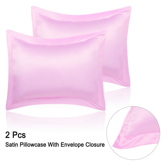PiccoCasa 2 Pcs Satin Pillowcases, Breathable Pillow Shams, 20" x 30", Pink