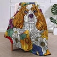 thumbnail image 2 of Cavalier King Charles Spaniel Blanket Gifts for Women Girls Lovers Soft Warm Lightweight Cozy Plush Cute Floral Animal Dog Throw Blankets for Bedroom Living Room Sofa Home Decor 60"x50", 2 of 5
