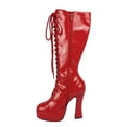 thumbnail image 4 of Ellie Shoes E-Easy Lace Up Knee Boots with 5 Inch heel 12 / Red, 4 of 6