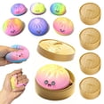 thumbnail image 1 of Dumpling Squishies Mystery Set with Steamer Box, Super Mega Rainbow Dumplings, Jumbo Sensory Stress Relief Fidget Toy, Giant Pink Dumpling Squishies Stress Ball for Anxiety Relief for Adults and Teen, 1 of 7