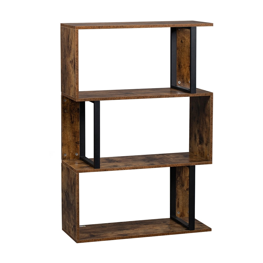 Lowestbest 3 Tier Display Shelf, S-Shaped Bookshelves, for Home, Office, Vintage Brown Industrial Style Lowestbest 3 Tier Display Shelf, S-Shaped Bookshelves, for Home, Office, Vintage Brown Industrial Style