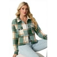 thumbnail image 5 of JWD Women's Cropping Jacket Casual Button Shacket Plaid Long Sleeve Blouses Top with Pocket Green Orange Pane L, 5 of 5
